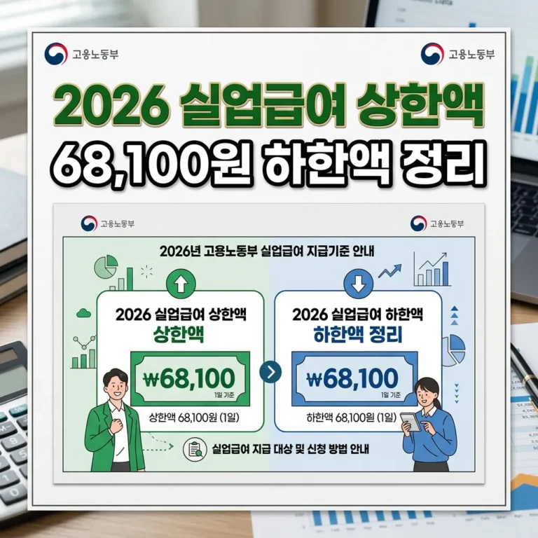 2026 실업급여 상한액 68,100원 하한액 66,048원 정리