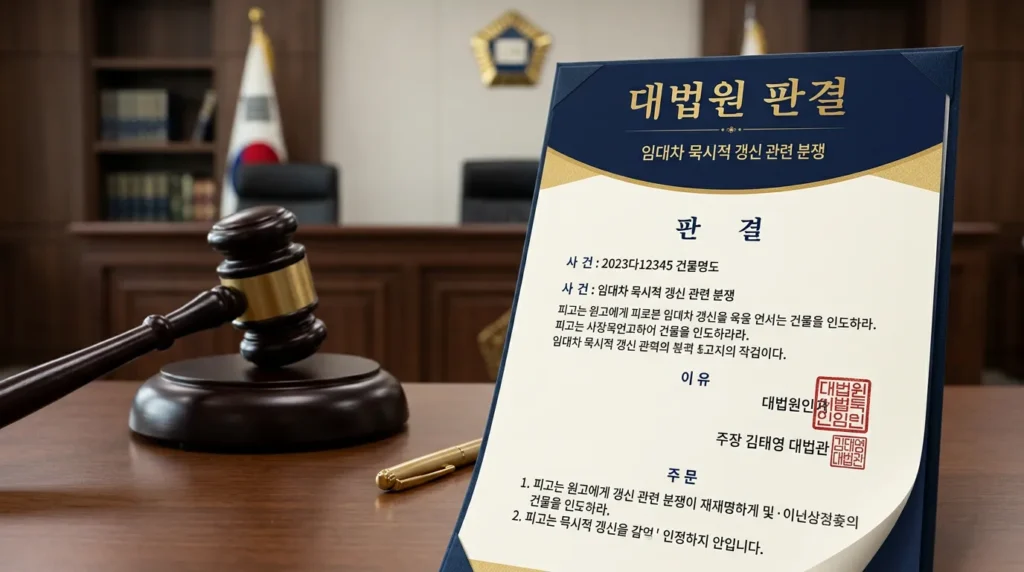 주요 판례 — 갱신 효력과 해지 시점 묵시적 갱신 대법원 판례 법원 판결