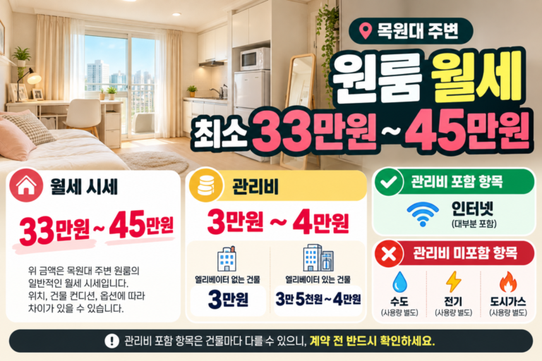 목원대 원룸 월세·관리비 비교: 방을 보기 전 확인할 비용 체크리스트